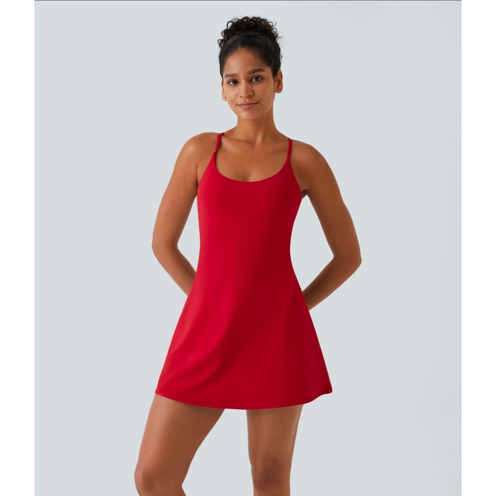 Halara SoftlyZero Plush Backless Active Dress Easy Peezy Red XS New no Tag
